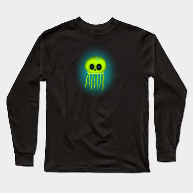 Skull Jellyfish Long Sleeve T-Shirt by JM's Designs